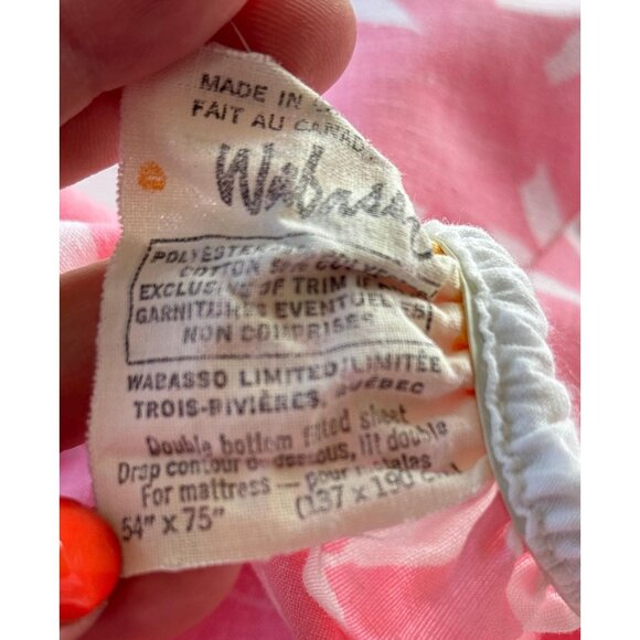 Vintage 70s bedsheets set, flat and fitted, pink white floral, full/double - Picture 10 of 10